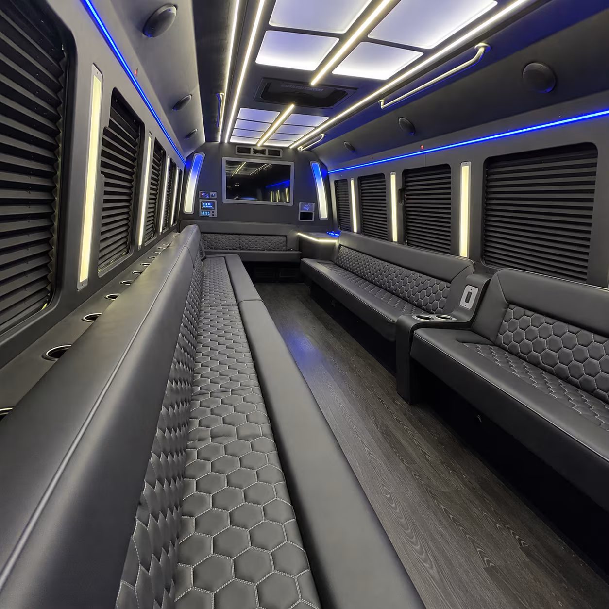 old bridge party bus rental interior